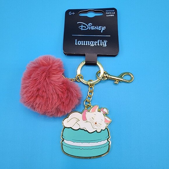 Loungefly Disney The Aristocats Marie Macaron Heart Pom Pom Multi Charm Keychain - Picture 9 of 10